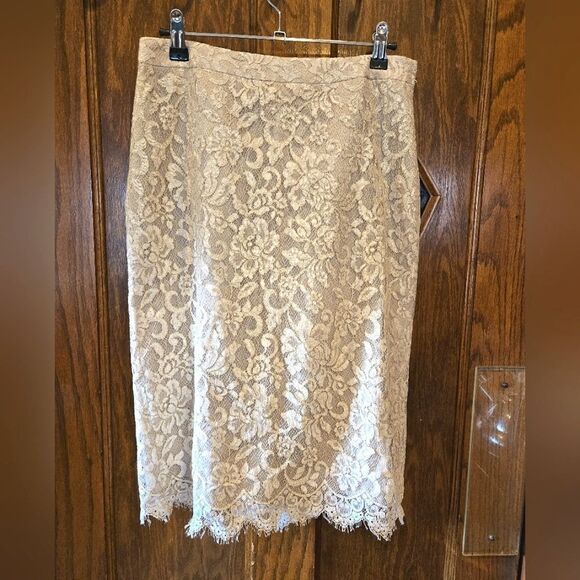 Banana Republic Floral Lace Metallic  Skirt Sz 2 - Picture 1 of 11